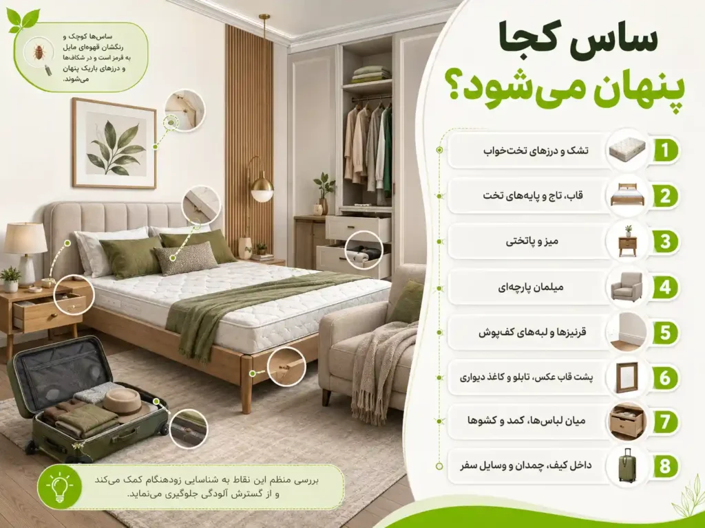 ساس کجا پنهان می‌شود؟